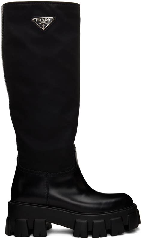 prada black riding boots|Prada black platform boots.